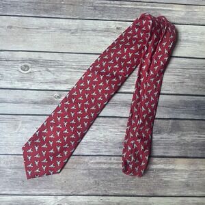 SERO Blue Lobsters On Red Tie 100% Silk